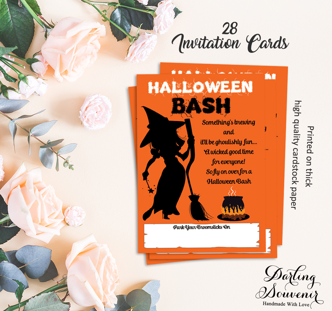 Darling Souvenir Blanc Halloween Carte D Invitation 28 Pcs Remplissez Kl7 Ebay