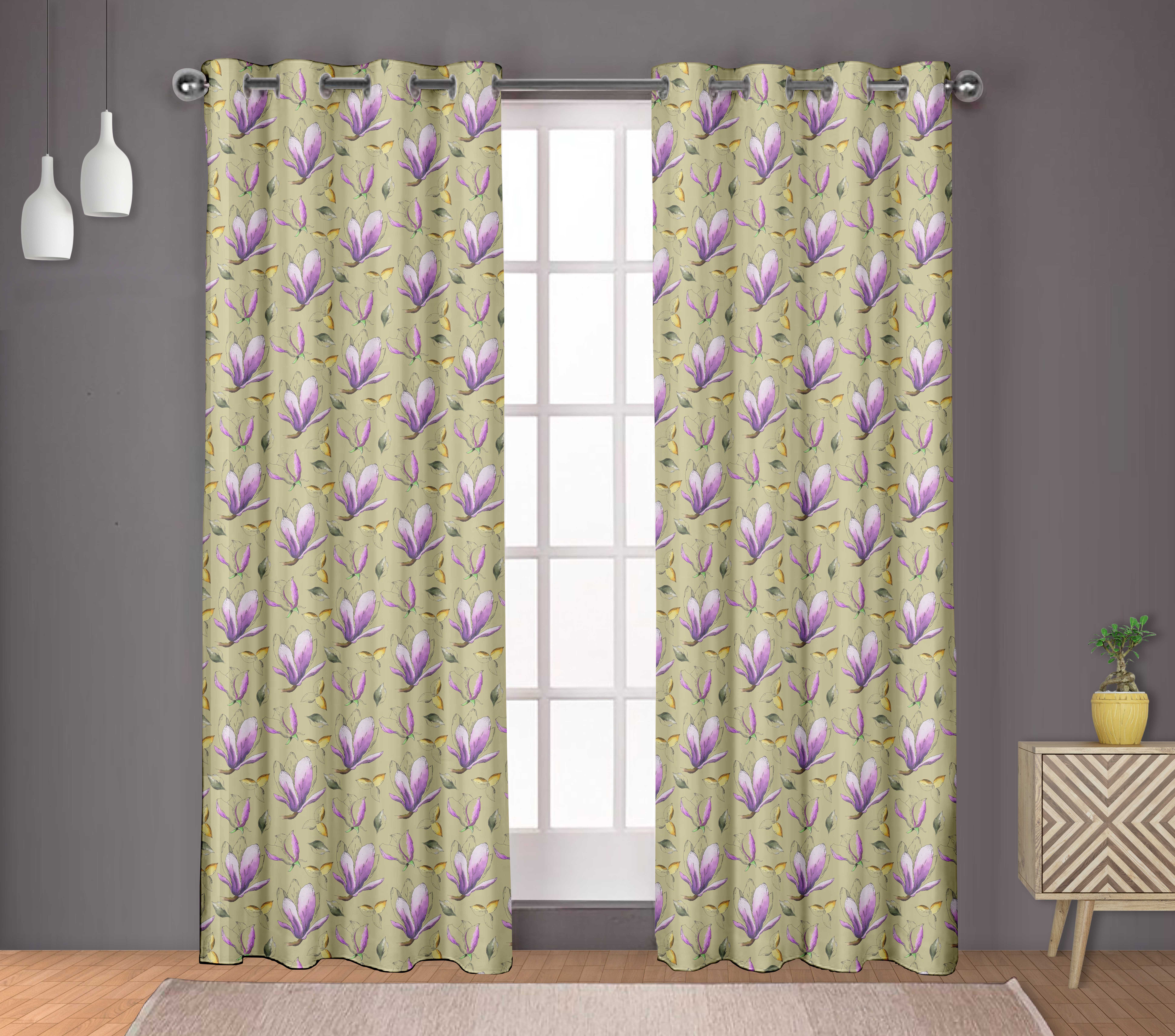 S4sassy Blossom & Bulbul Bedroom short & long Window  Eyelet Curtains BRD-518I 