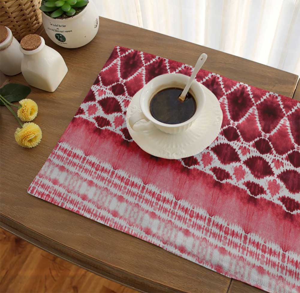 S4Sassy Tie-Dye Printed Washable Dining Table Mats Reversible Placemat ...