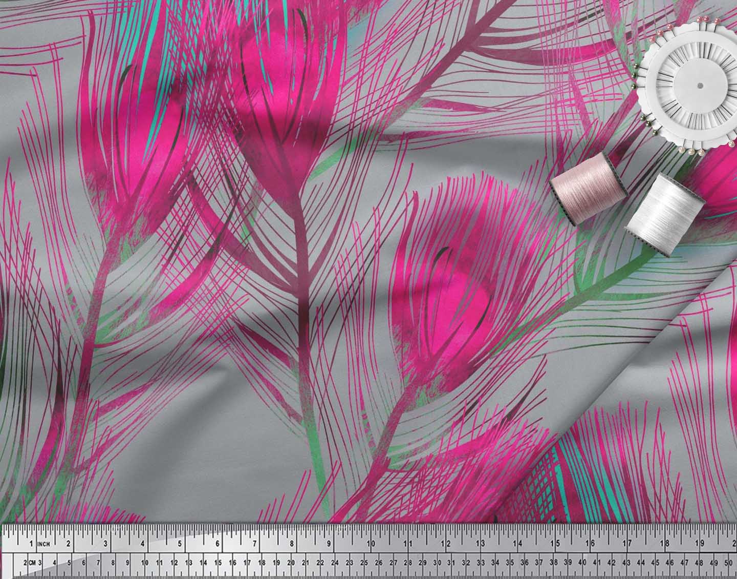 FH-520B Soimoi Fabric Colorful Feather Print Fabric by the Yard 