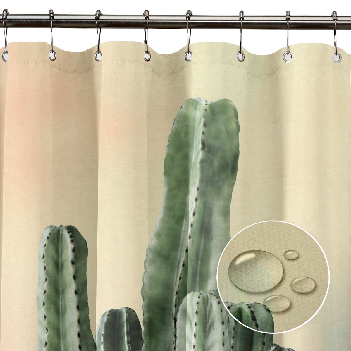 Fabric Bath//Shower Curtain Water Repellent 12 Hooks Rings Sizes 120//180//240