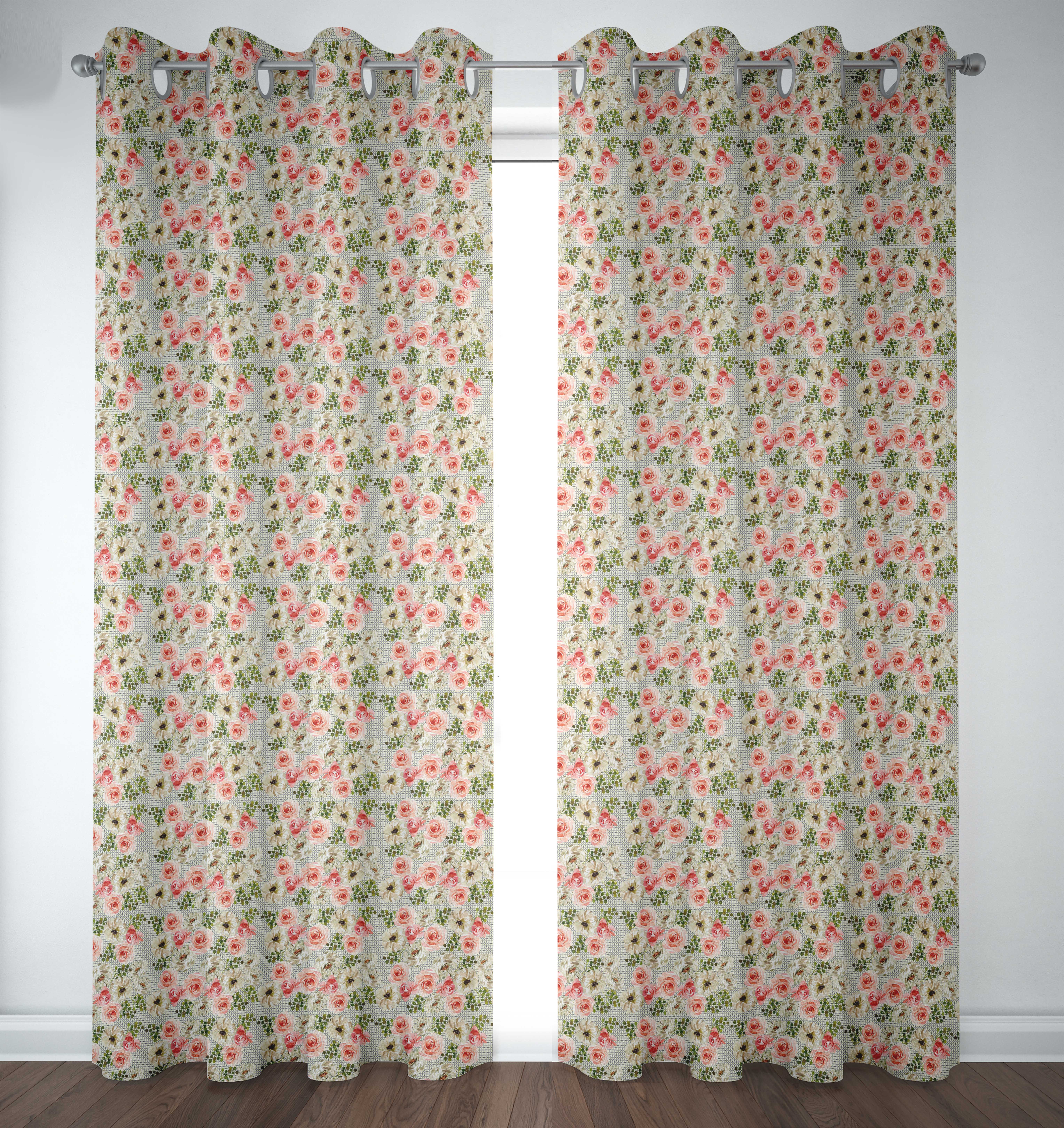 Details About S4sassy Floral Rose Ranunculus Bedroom Door Treatment Eyelet Curtains Fl 549j